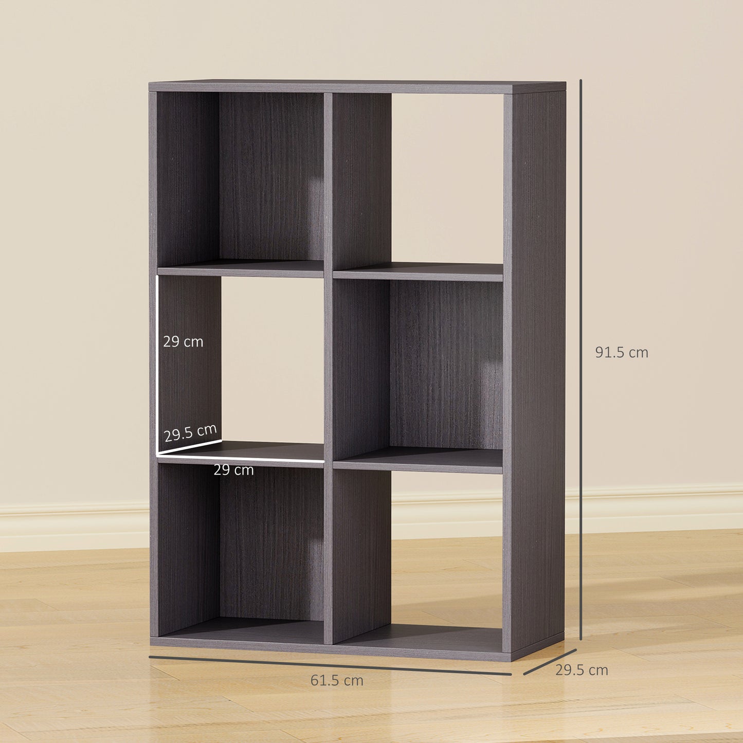 HOMCOM 6-Cube Bookshelf - Grey