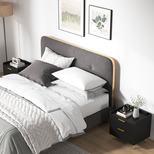 HOMCOM Elegant Two-Drawer Bedside Table Set of 2 - Black