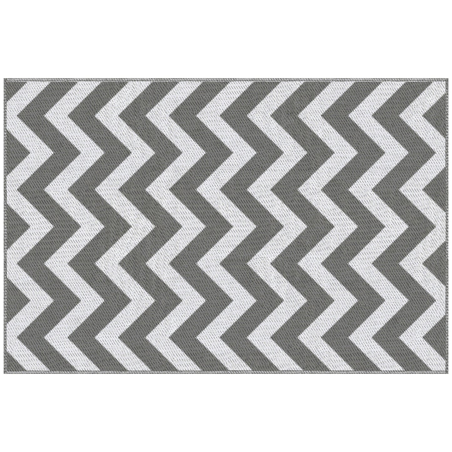 Outsunny 121 x 182 cm(4x6ft) Outdoor Rug Reversible Mat Plastic Straw Rug Portable RV Camping Mat for Garden Deck Picnic Indoor, Light Grey & White