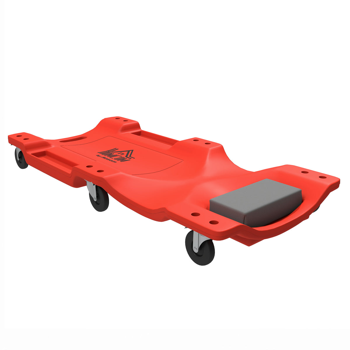 HOMCOM Low Profile Rolling Shop Creeper, Padded Headrest, Dual Tool Trays, 6 Swivel Casters, 150 kg, Red Default Title