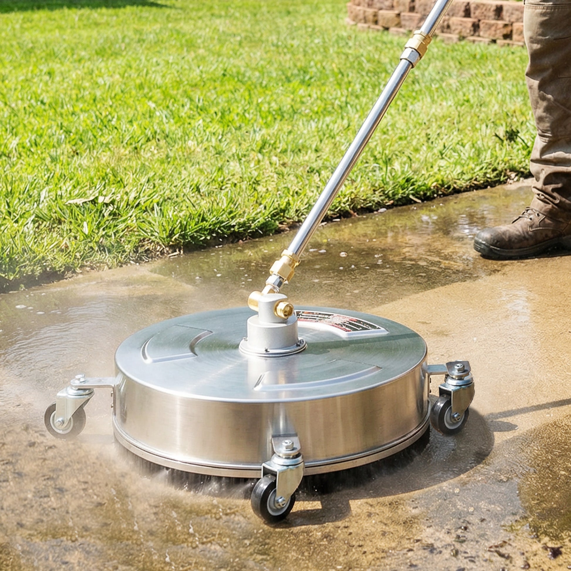 Outsunny Pressure Washer Surface Cleaner 3600 PSI Power Washer Rotary Surface Cleaner with 4 Wheels for Driveways