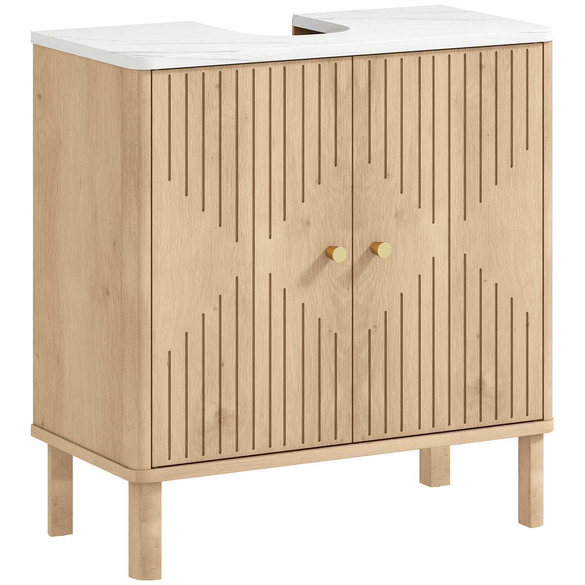 HOMCOM Under Sink Bathroom Cabinet for Basin without or with Pedestal - Oak Default Title