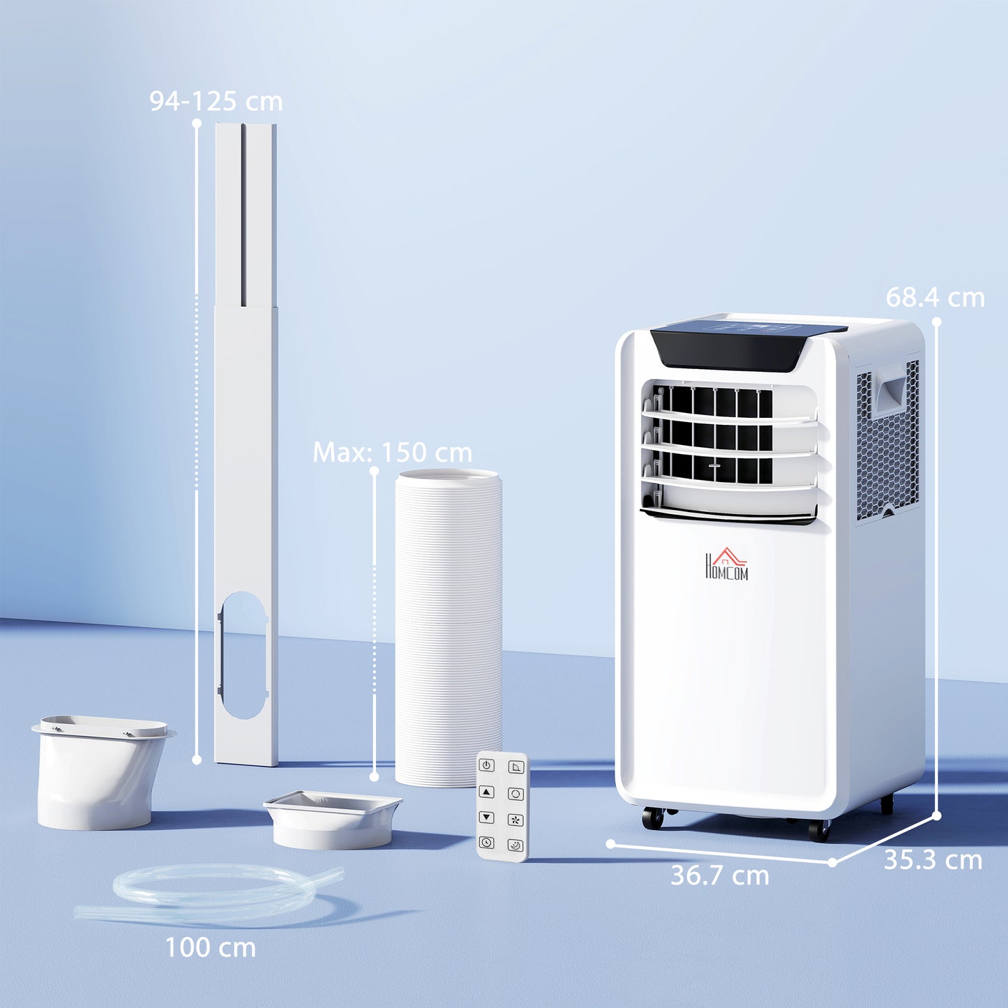 HOMCOM 10000 BTU Air Conditioning Unit, 3-in-1 Portable Air Conditioner, Dehumidifier, Cooling Fan with Remote Control, LED Display, 2 Speeds, 24H Timer, Window Venting Kit, 30mÂ²