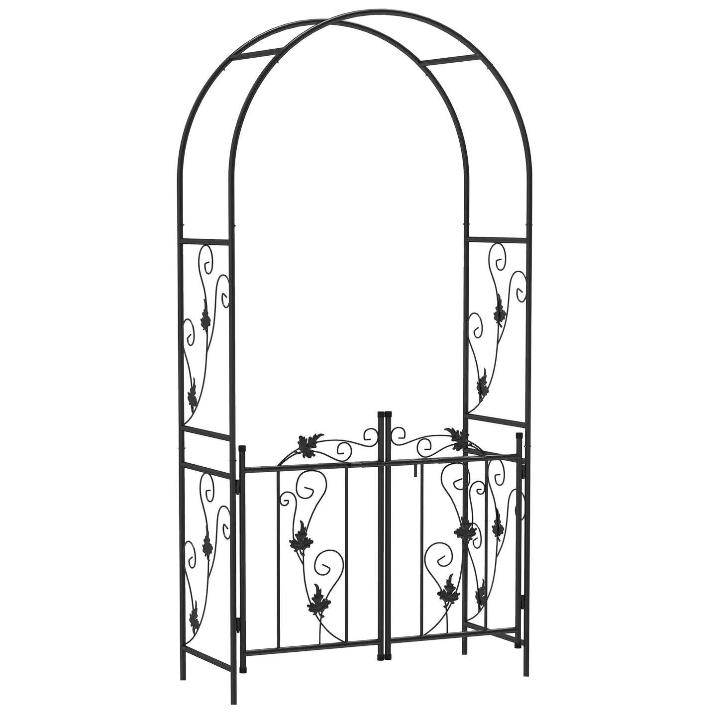 Outsunny 2.17m Steel Garden Arch with Gate, Wedding Arch for Outdoor, Garden, 107W x 45D x 217H cm Black Default Title