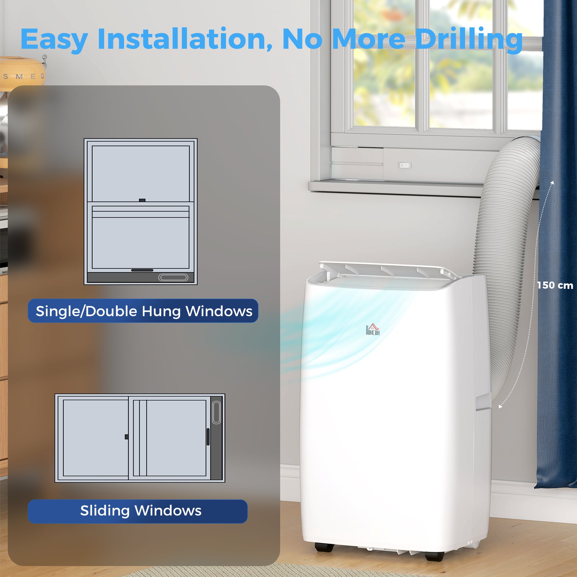 HOMCOM Portable Air Conditioner 12000 BTU, 4-in-1 Air Conditioning Unit, Dehumidifier, Cooling, Fan, Sleep Mode with 3 Speeds, Remote Control, LED Display, 24H Timer, Window Kit, Children Lock, 35mÂ²