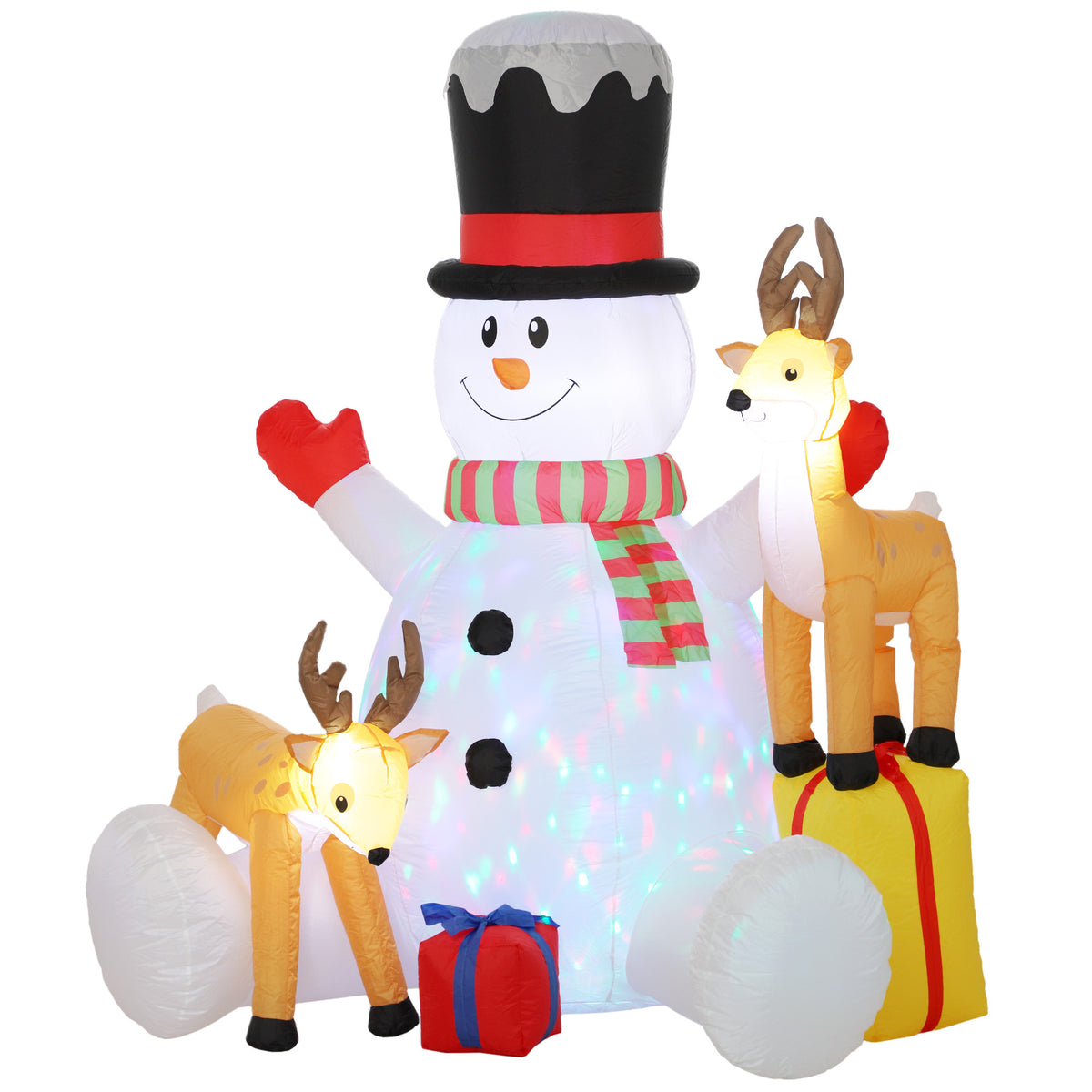 Outsunny 7ft Giant Christmas Inflatable Snowman with 2 Reindeer, Outdoor Blow Up Christmas Decoration with LEDs, Bag