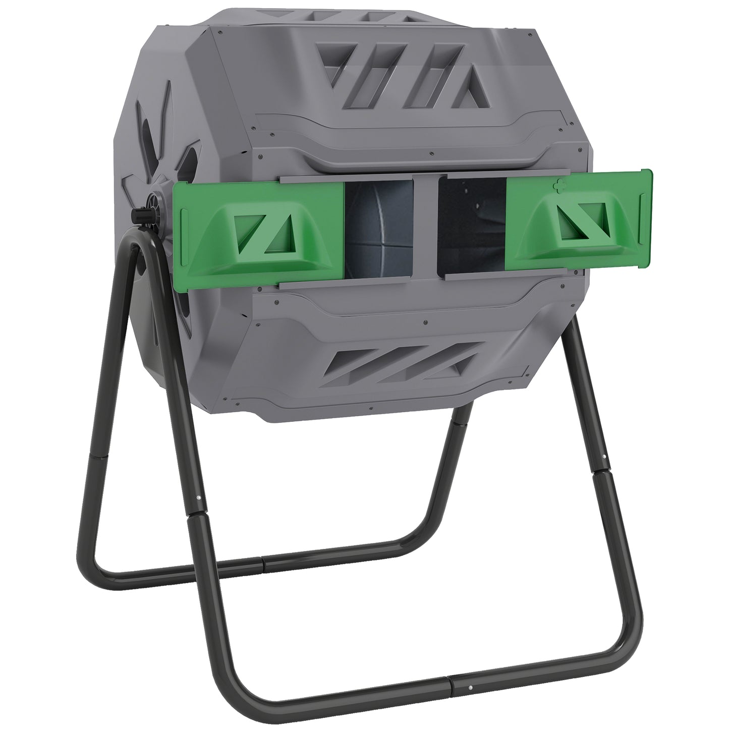 Outsunny 160L 360Â° Rotating Dual Chamber Composter - Grey