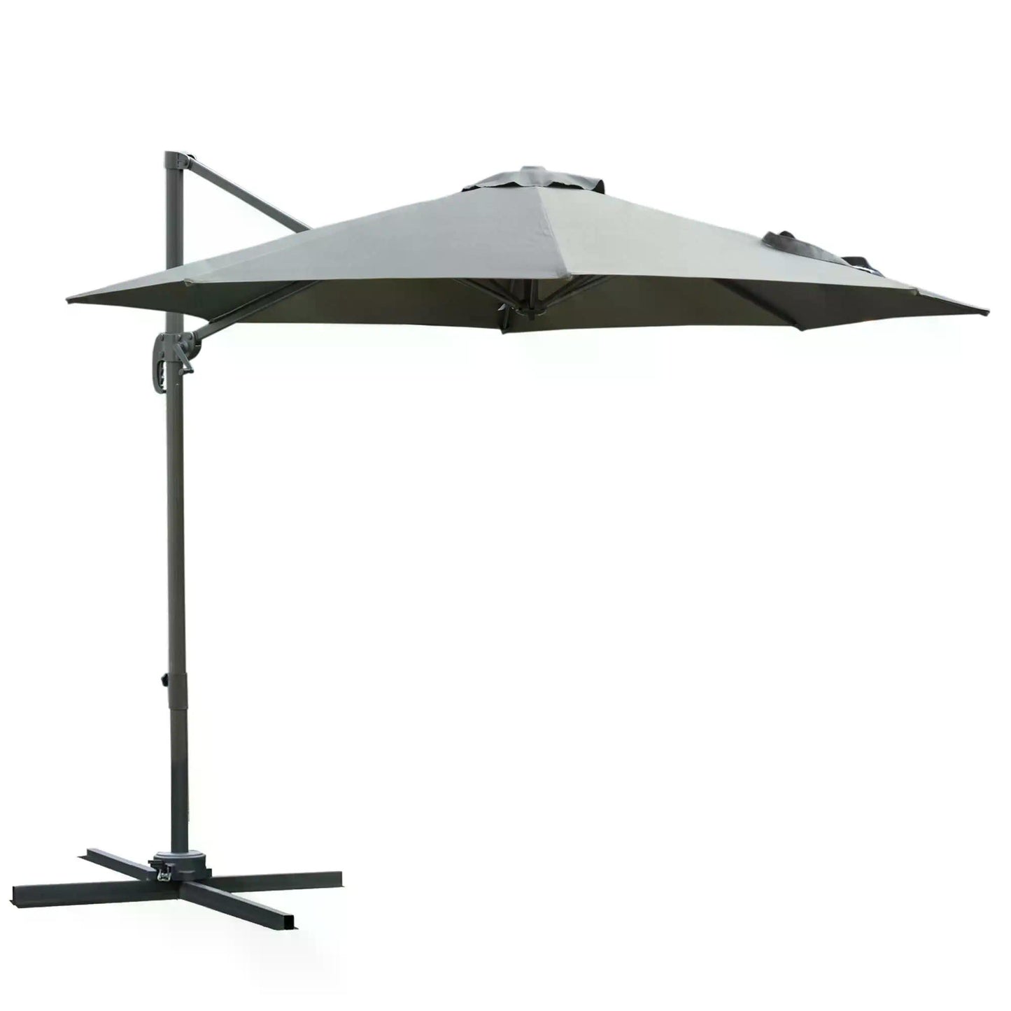 Outsunny 3(m) Offset Parasol Cantilever Hanging Umbrella 360Â° Rotation w/ Base Dark Grey