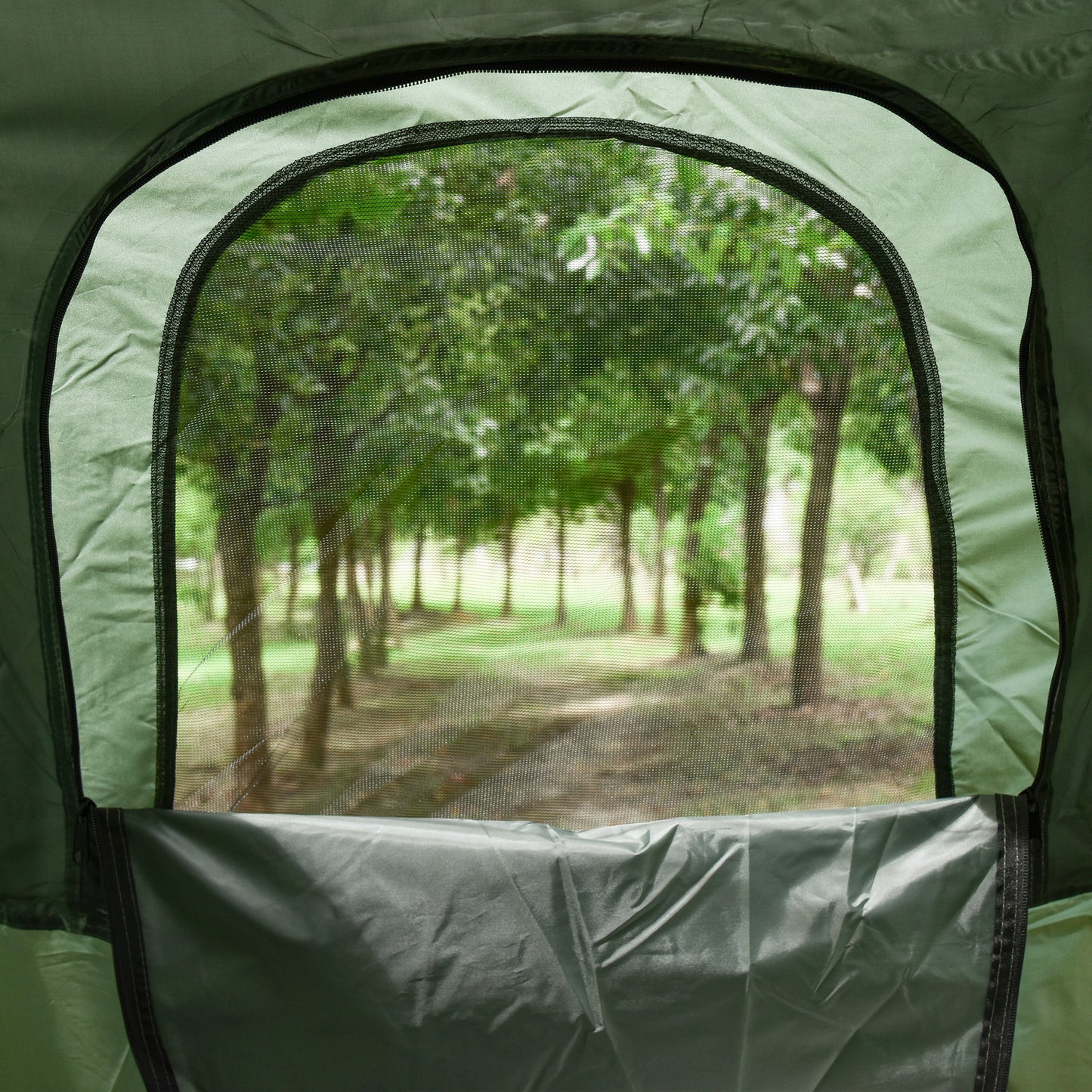 Outsunny Single Bed for Camping Foldable Camping Bed with Mattress for 1-Person Camping & Hiking, Green
