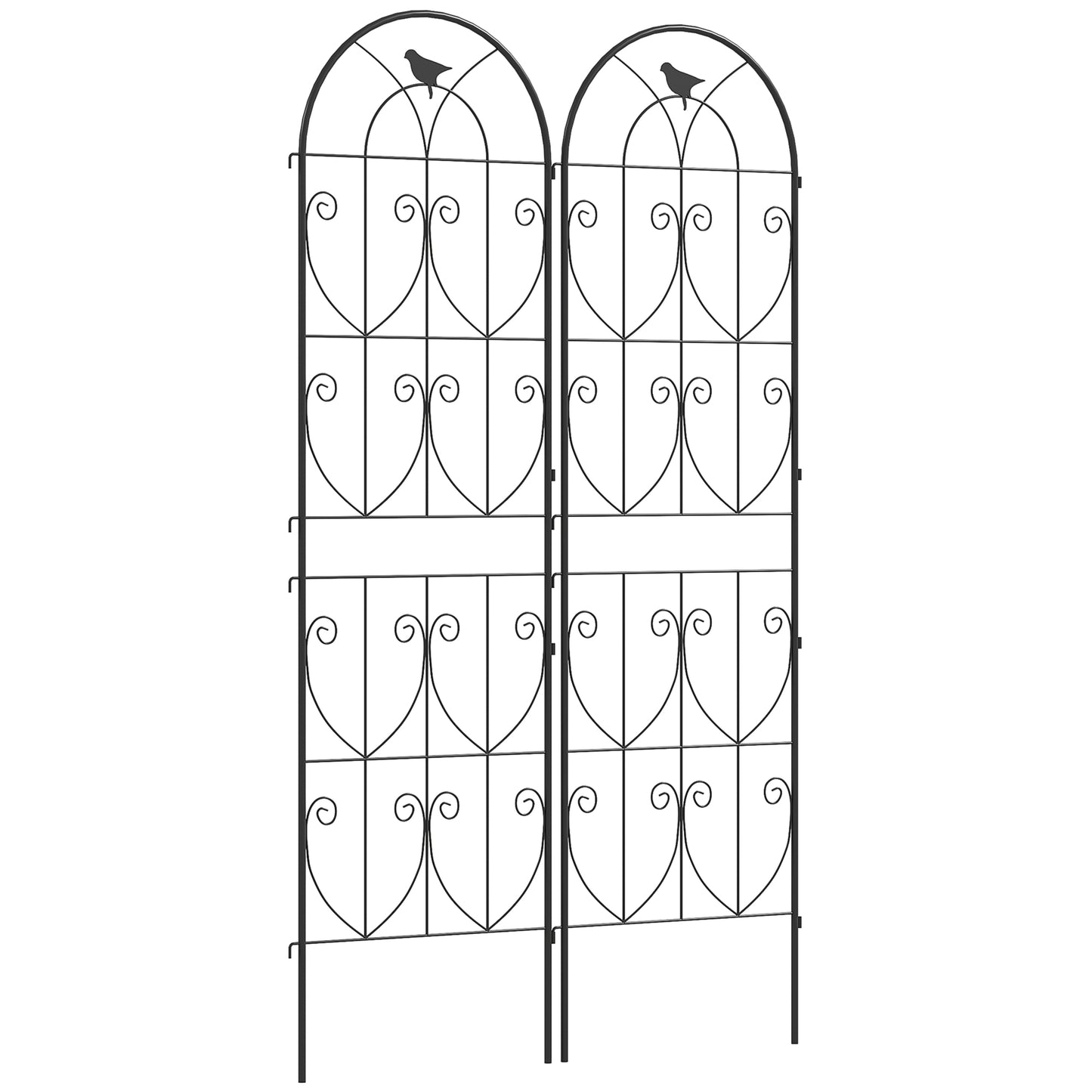 Outsunny Set of 2 Garden Trellis, Metal Fence Panels for Climbing Outdoor Plants, Flowers, 180 x 50cm Default Title