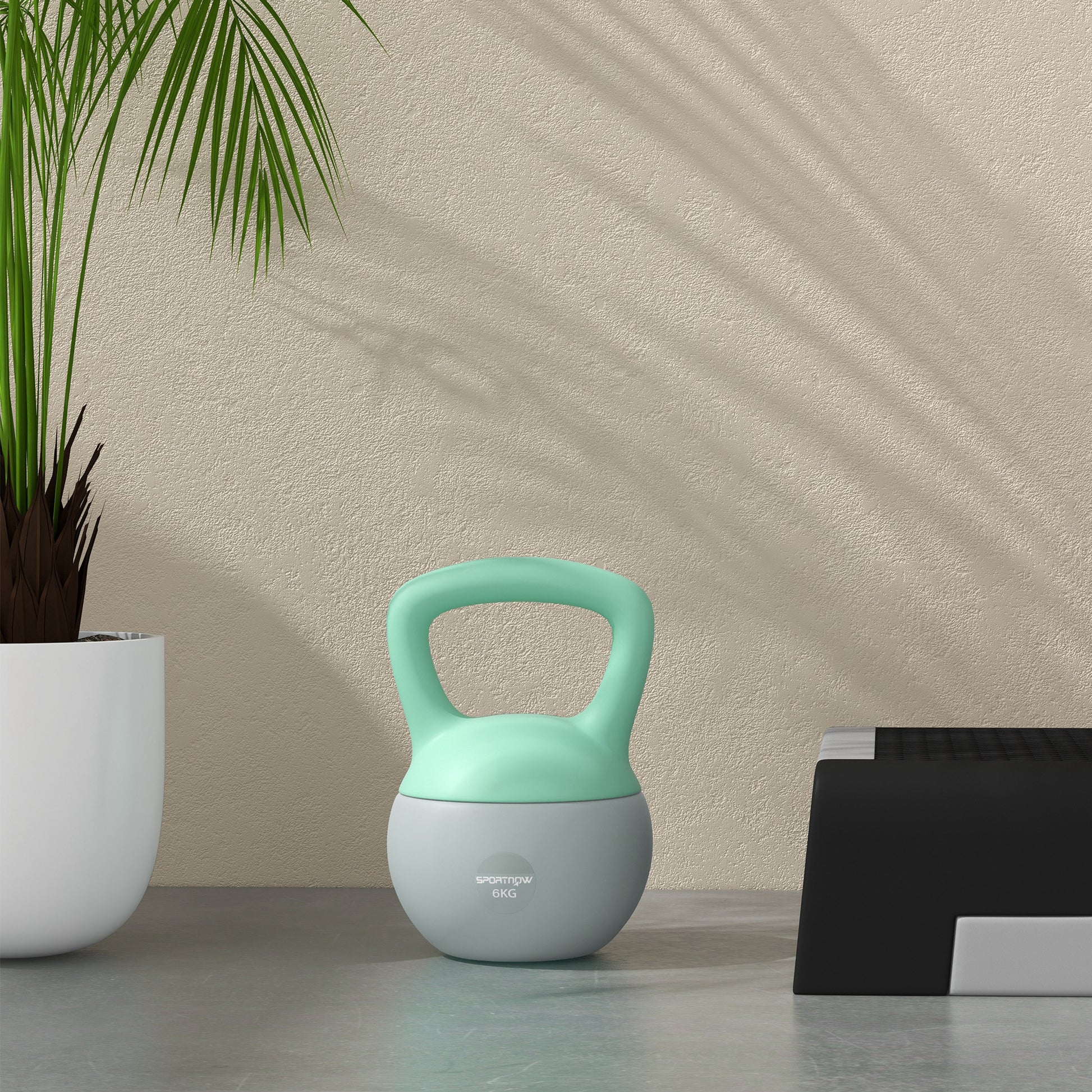 SPORTNOW 2 x 6kg Soft Kettlebell, Kettle Bell with Non-Slip Handle, for Home Gym, Strength Training, Cardio - Grey and Green - LiamsBargains.co.uk