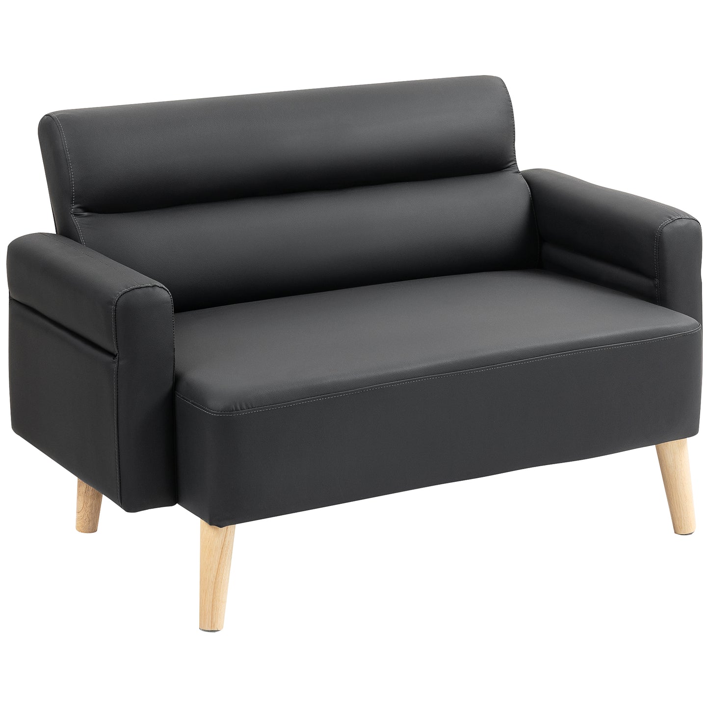 HOMCOM Small Faux Leather 2 Seater Sofa Settee - Black Default Title