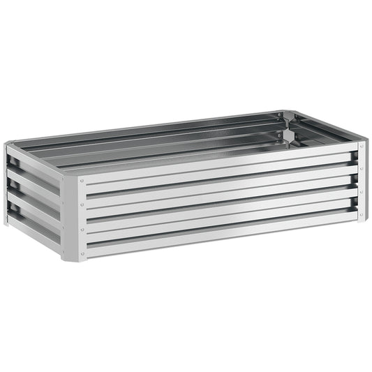 Outsunny Raised Beds for Garden, Galvanized Outdoor Planters, for Herbs and Vegetables, Use for Patio, Backyard, Balcony, Silver