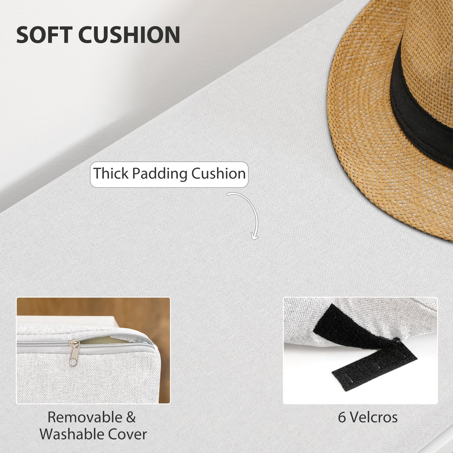 HOMCOM Shoe Storage Bench with Cushion - Grey