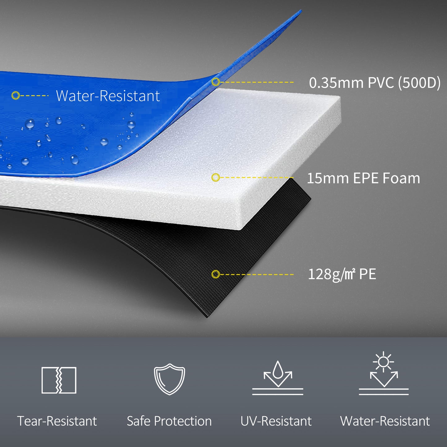 HOMCOM 12FT Replacement Trampoline Pad Thick Foam Safety Î¦366cm Spring Cover Bounce Padding - Multi Coloured