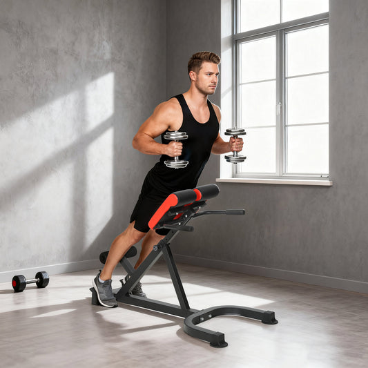 SPORTNOW 45-Degree Hyperextension Roman Chair, 5-Level Adjustable Back Extension Bench, Heavy-Duty Home Gym Equipment, Red
