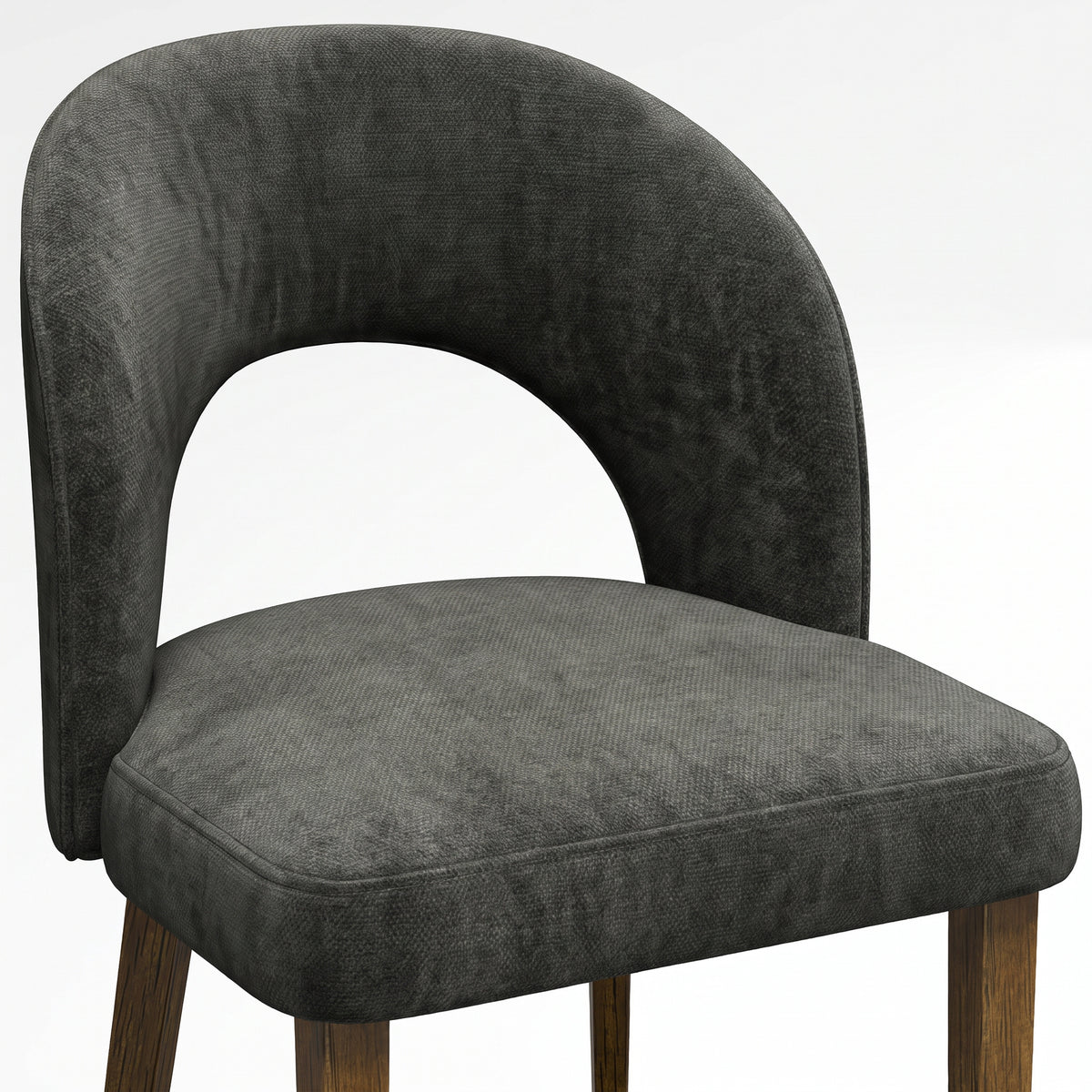 HOMCOM Modern Dining Chairs Set of 2, Chenille Upholstered Ergonomic Kitchen Chairs with Thick Padded Seat, Backrest Dark Grey