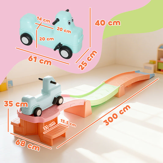 AIYAPLAY 3(m) Four-Piece Ride on Kids Roller Coaster w/ Non-Slip Steps, for Ages 2-5 Years - Orange