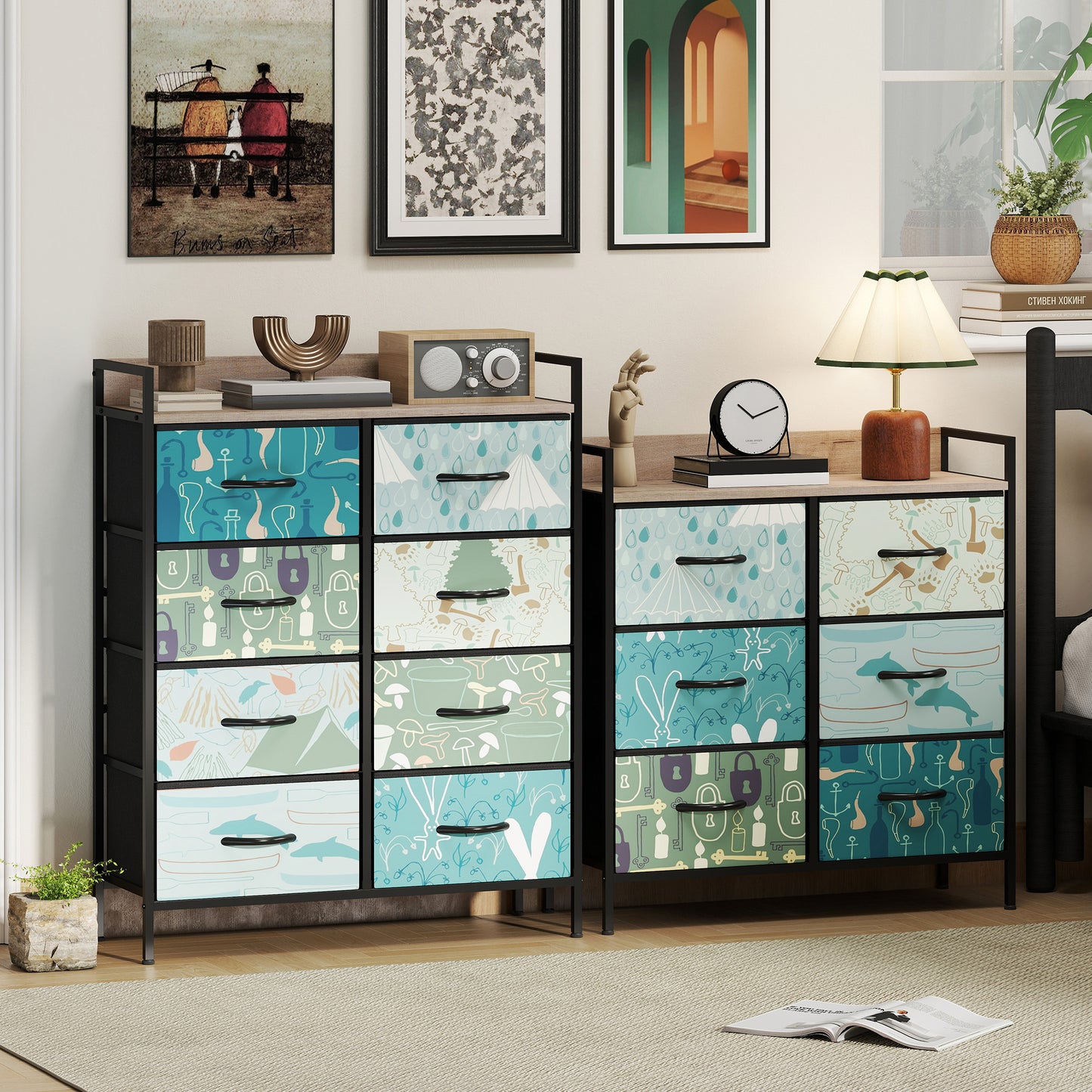 HOMCOM 6-Drawer Chest of Drawers - Blue