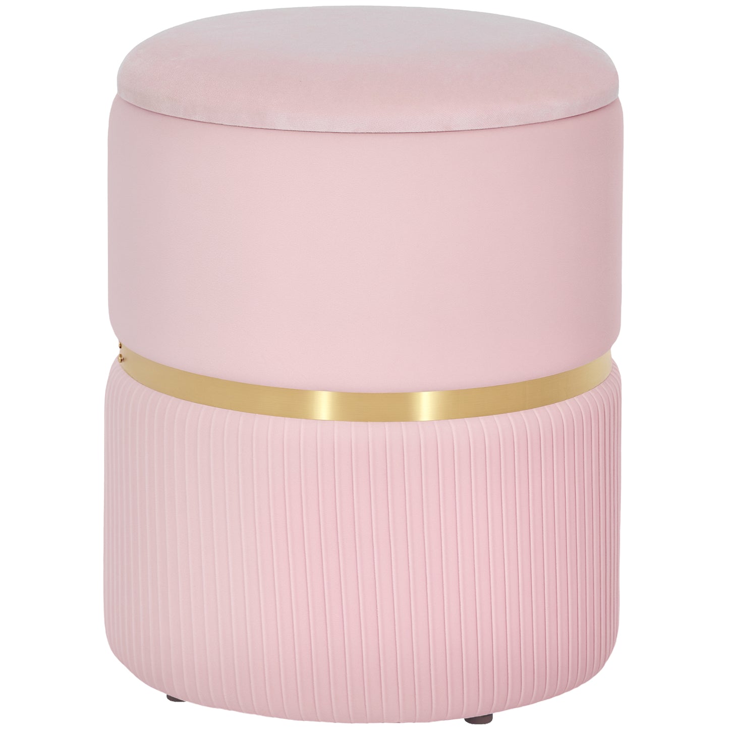 HOMCOM Velvet-Feel Storage Ottoman - Pink Default Title
