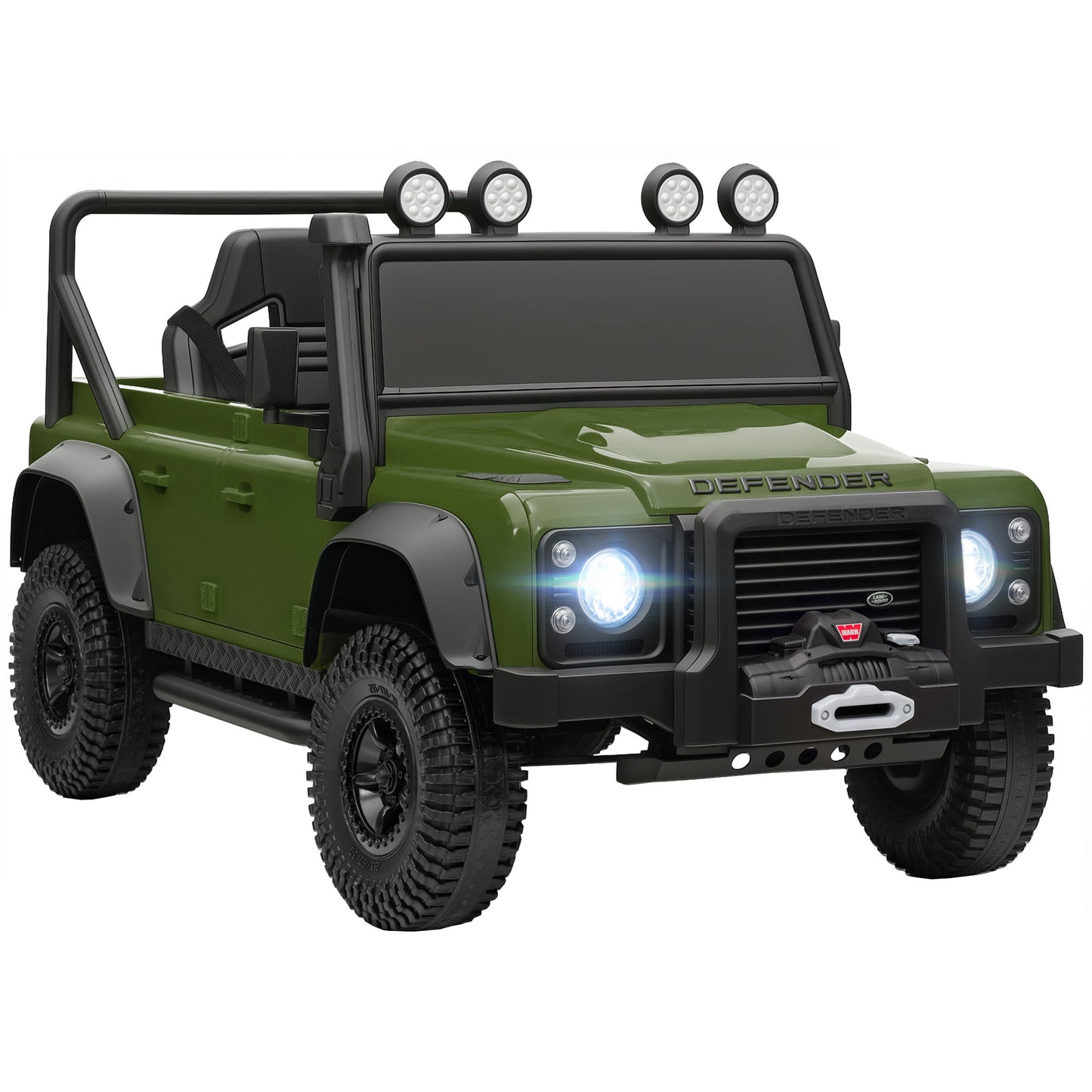 AIYAPLAY Kids Ride On Car with Remote Control, Music, Horn, 4 Spring Suspension Wheels, LED Lights for 3-5 Years Old, Green