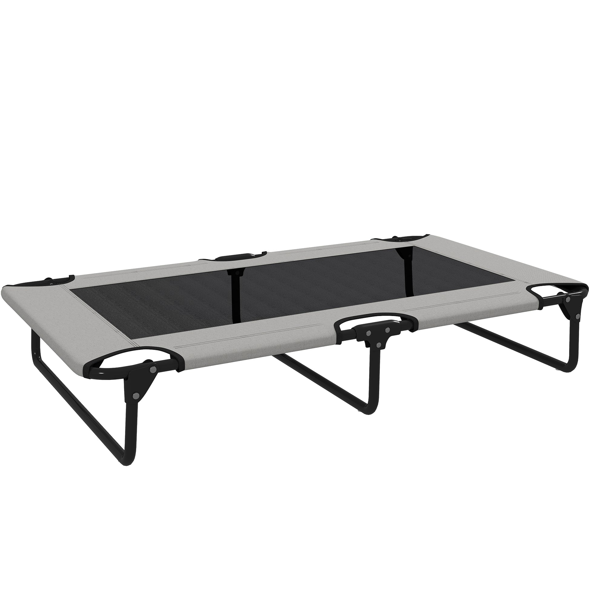 PawHut Portable Raised Dog Bed, Elevated Pet Cot with Breathable Mesh for Indoor Outdoor, for Large Dogs, Light Grey
