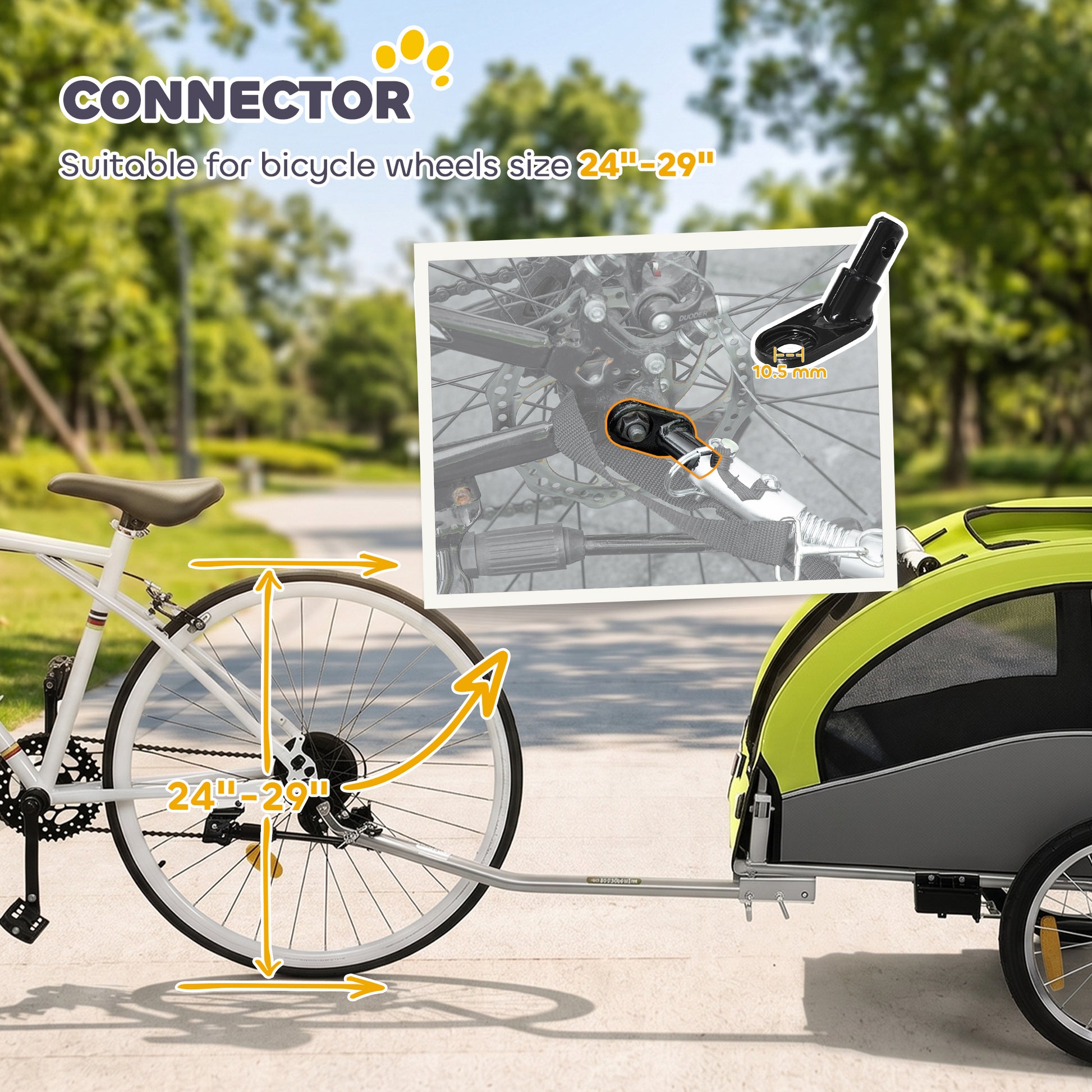 PawHut 2 in 1 Dog Bike Trailer, Foldable Pet Stroller, Dog Bicycle Trailer with Suspension, for Medium Dogs up to 20kg, Green