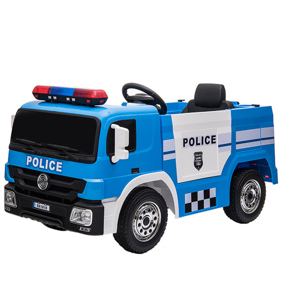 Police Engine 12V Electric Ride On Truck Blue