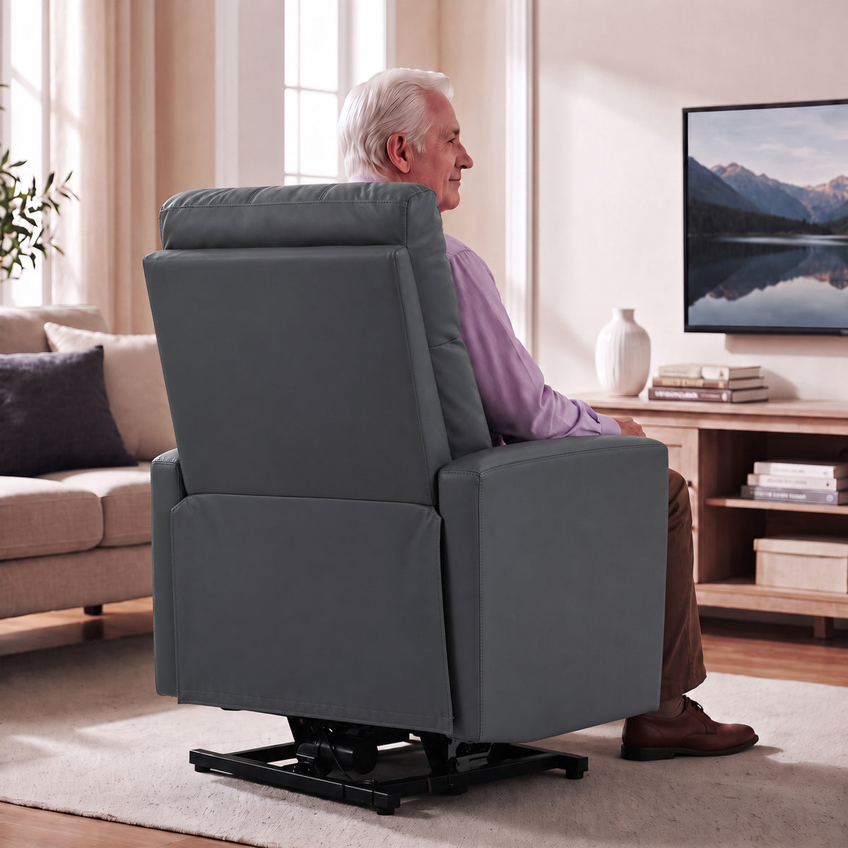 HOMCOM Riser Recliner Chair with Vibration Massage & Heat, Electric Lift Chair for Elderly, Spring Cushion, USB Port, Dark Grey