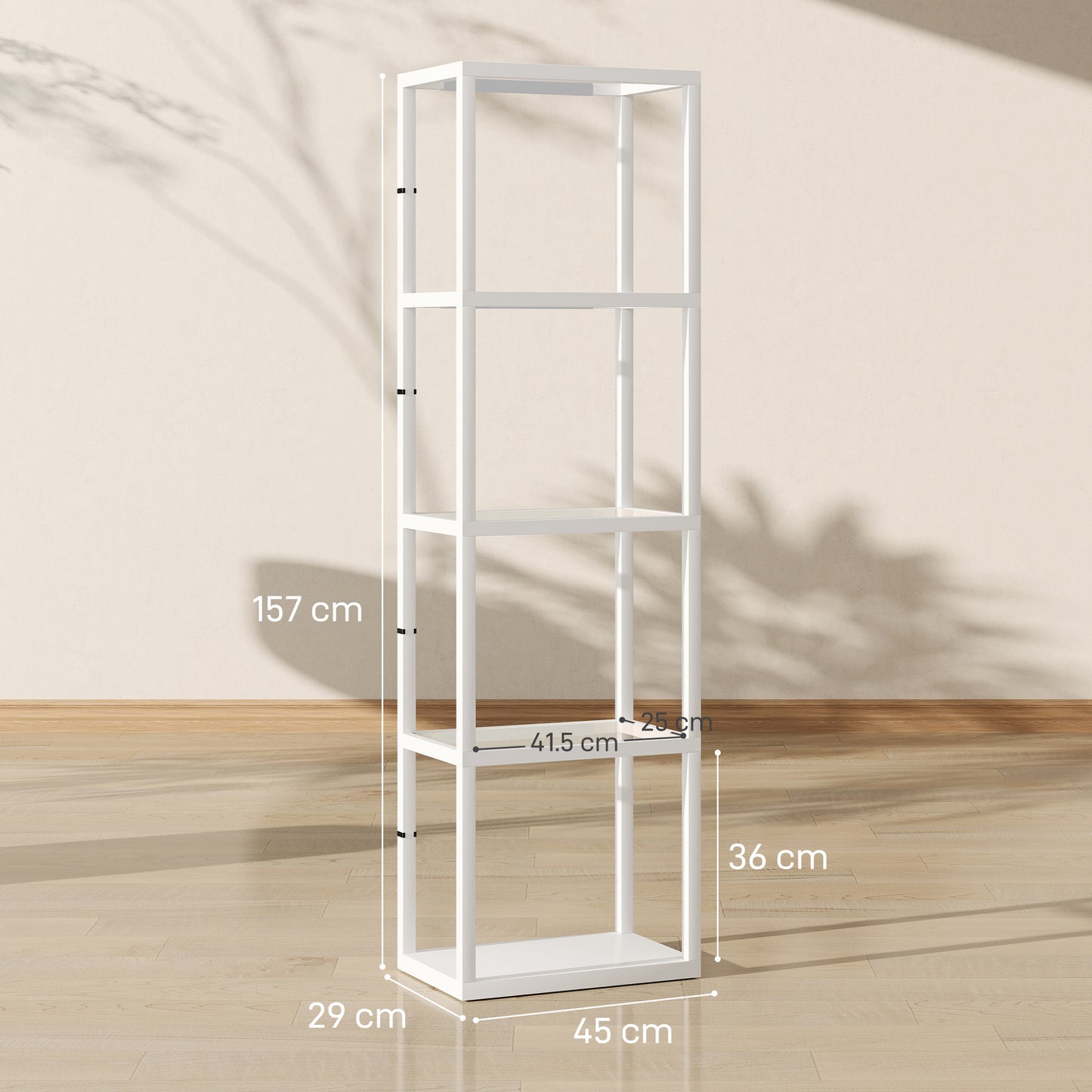 HOMCOM Four-Shelf Floor Lamp - White
