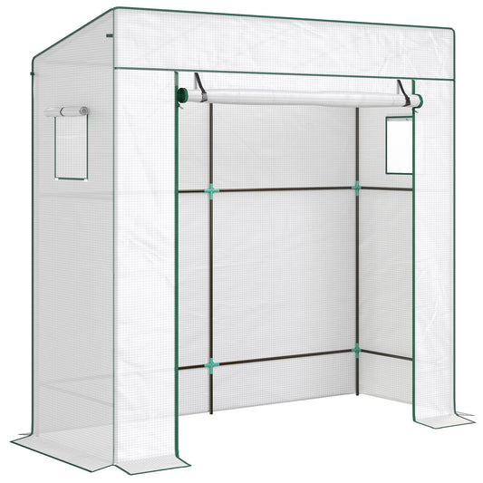 Outsunny PE Cover Walk-in Outdoor Greenhouse, White