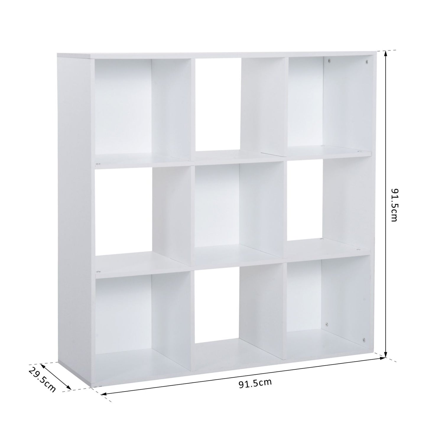 HOMCOM 3-tier 9 Cubes Storage Unit Particle Board Cupboard Bookcase Organiser Home Office Shelves, White