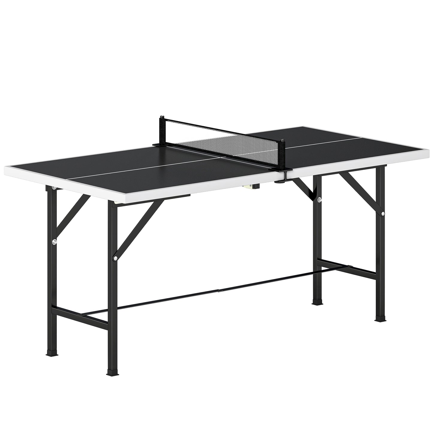 SPORTNOW 5ft Mid-Size Table Tennis Table, Ping Pong Table with Net, 2 Table Tennis Paddles and 3 Balls for Indoor Game, Black Default Title