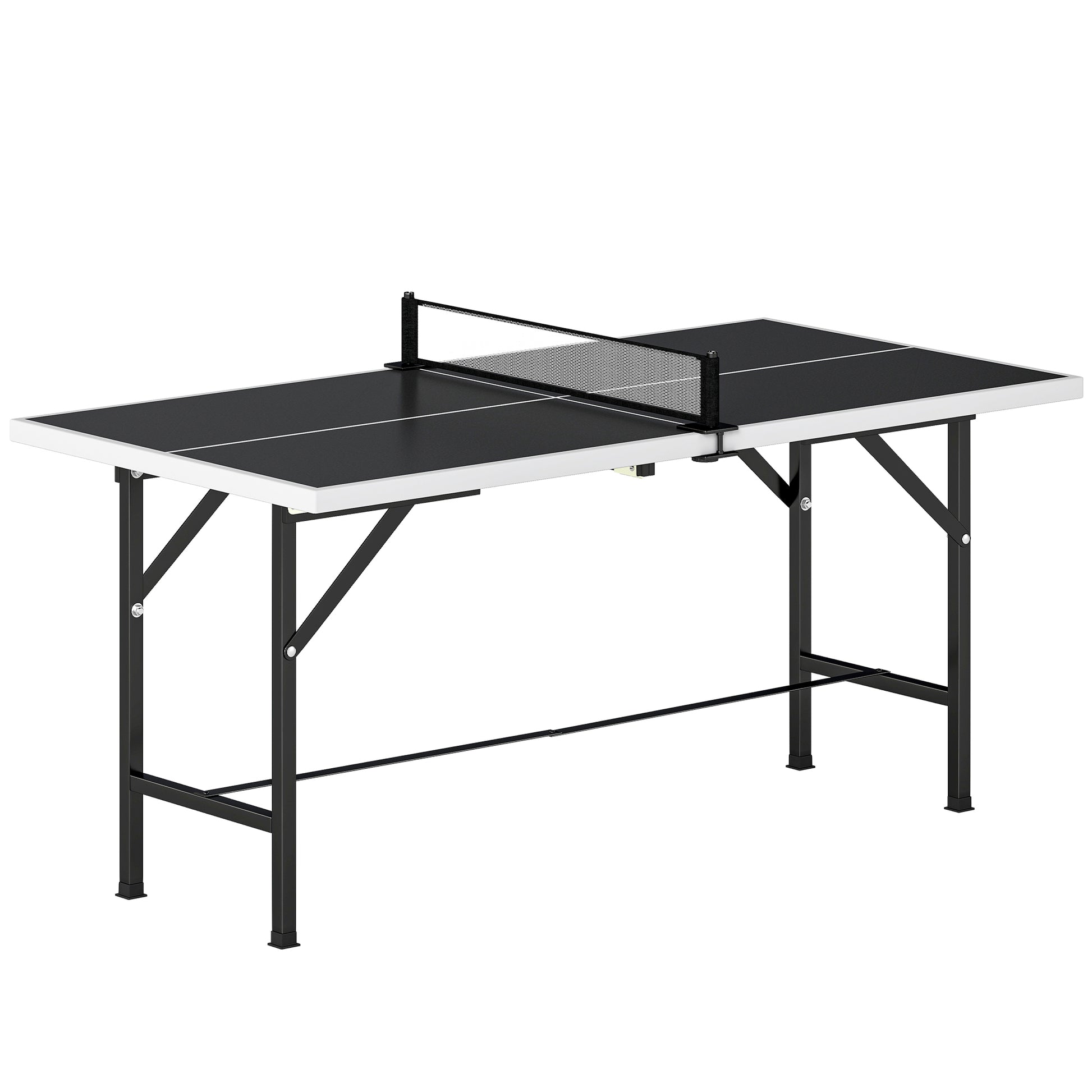 SPORTNOW 5ft Mid-Size Table Tennis Table, Ping Pong Table with Net, 2 Table Tennis Paddles and 3 Balls for Indoor Game, Black Default Title