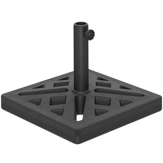 Outsunny Garden Parasol Base, 15kg HDPE Outdoor Umbrella Stand Parasol Stand with Cut-Out Design, Sun Umbrella Base for 32, 38, 48 mm Poles, Black
