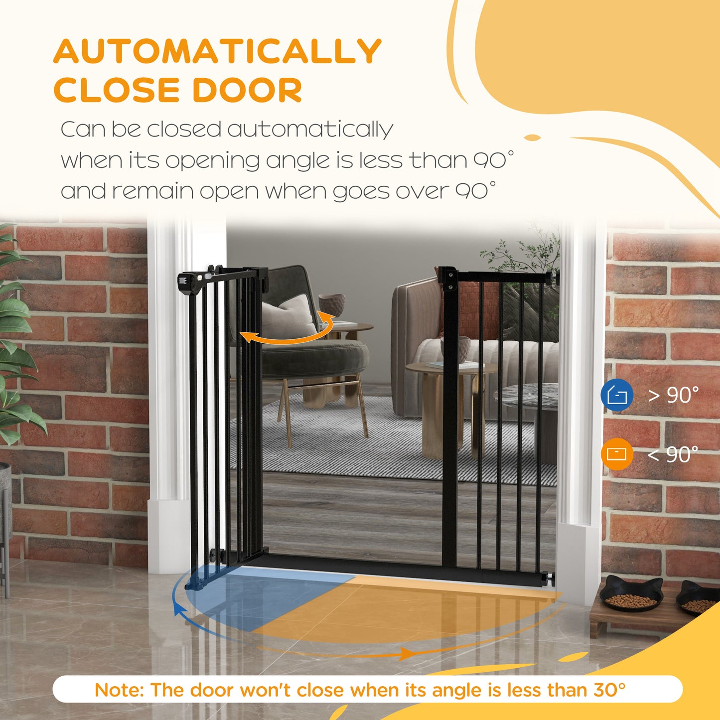 PawHut Adjustable Safety Gate w/ One Extensions, Four Adjustable Screws, Black