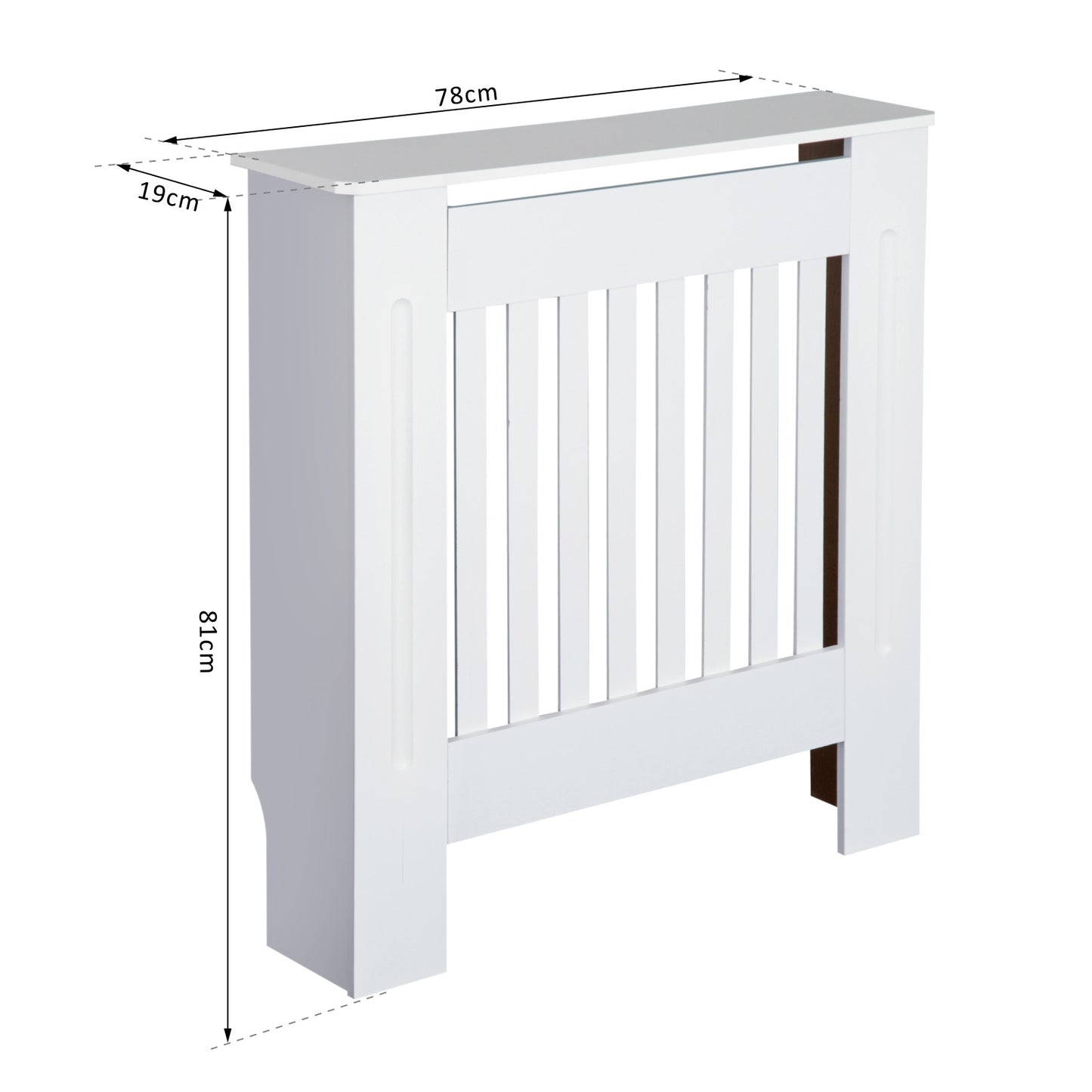 HOMCOM Slatted Radiator Cover Painted Cabinet MDF Lined Grill in White (78L x 19W x 81H cm)