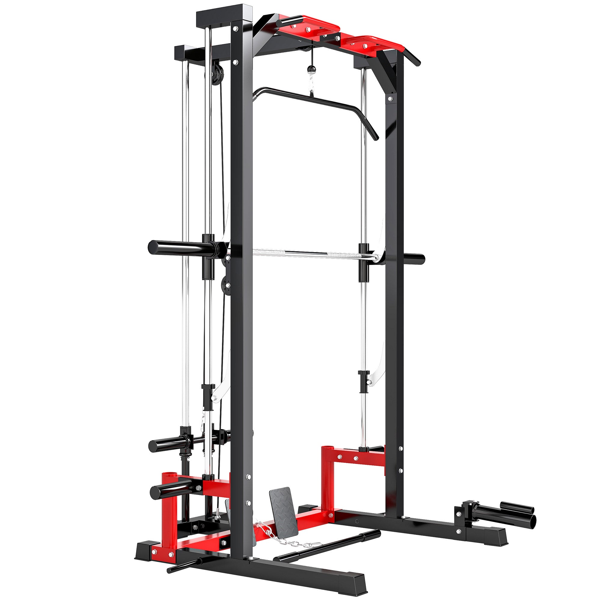 Liam Rack SPORTNOW Cable Crossover Machine, Multi-Function Power Rack with Pull ...