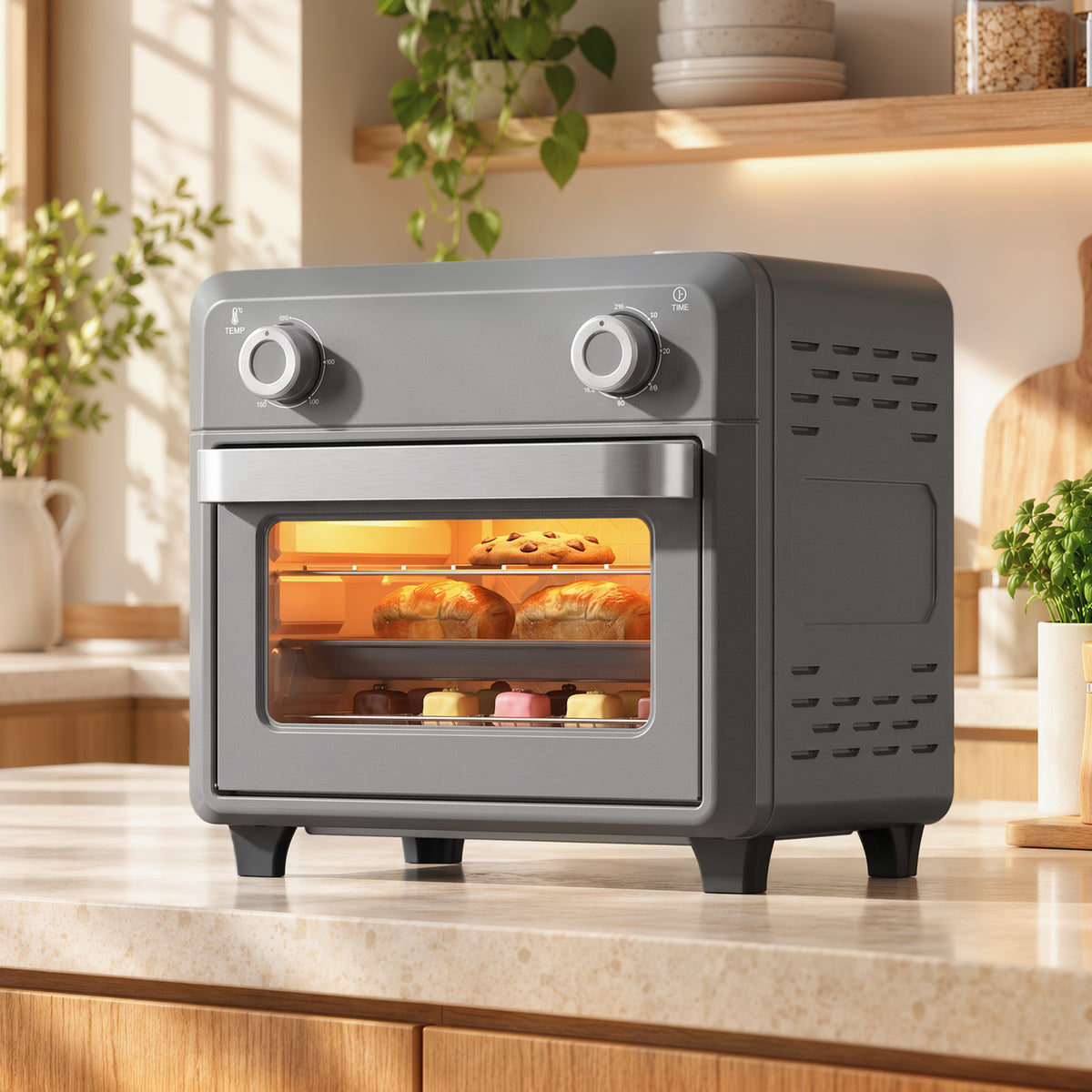 HOMCOM 10L Air Fryer Oven, Mini Oven, Grill, Roast, Bake, with Adjustable Temperature, Timer, 1000W, Grey