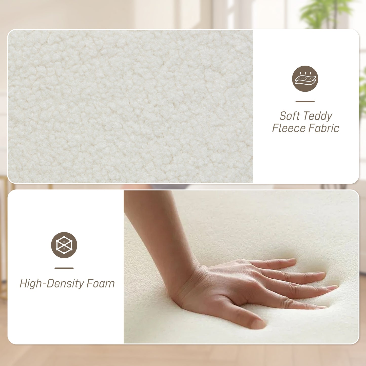 HOMCOM 360 Degree Swivel Accent Chair, Teddy Fleece Fabric Armchair, Upholstered Tufted Vanity Chair with Steel Legs for Living Room, Bedroom, Home Office, White