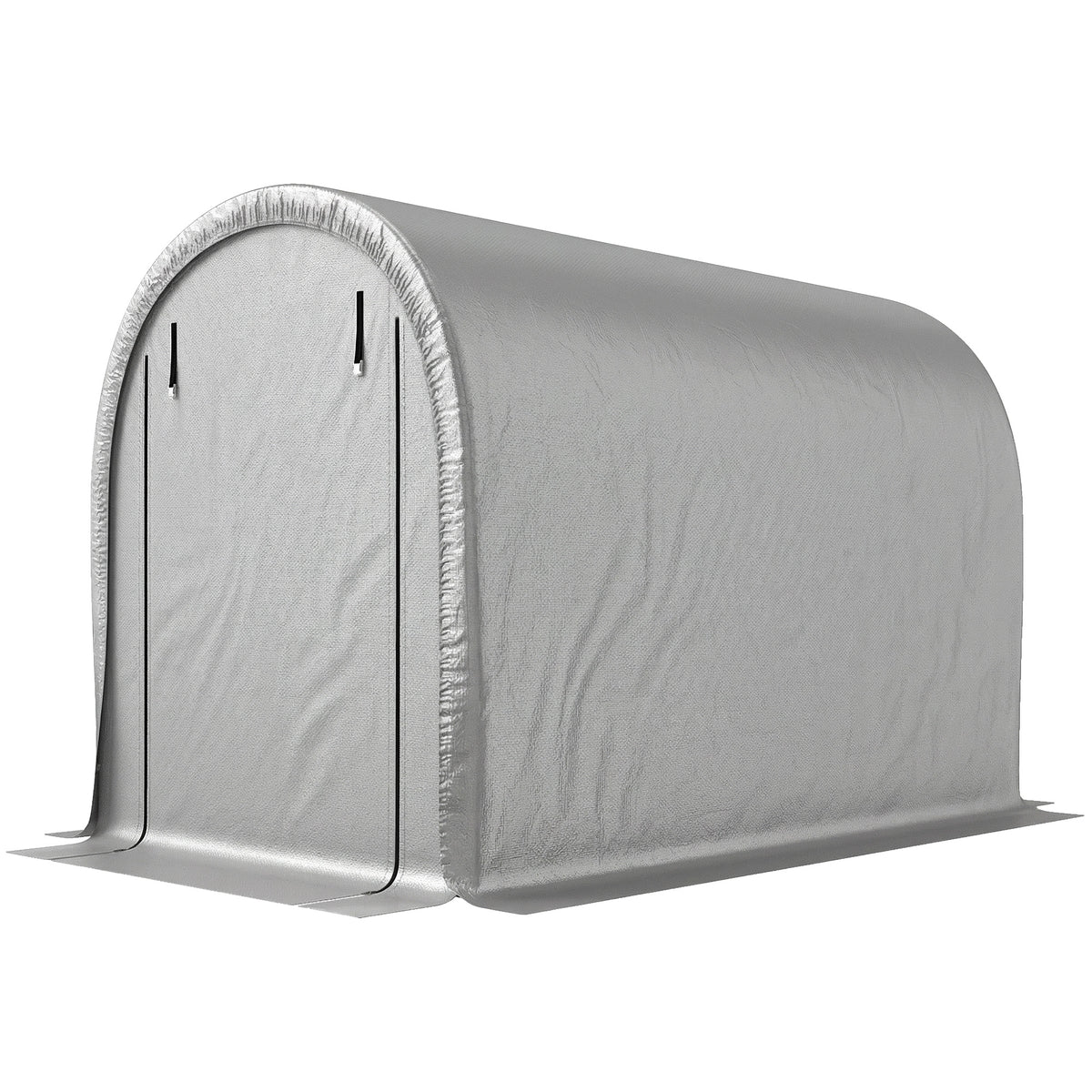 Outsunny 1.6 x 2.4m Garden Storage Shed Tent, Waterproof Bike Shed with Roll-up Zipper Door, Galvanised Metal Frame, Light Grey