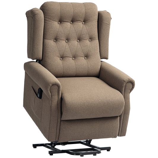 HOMCOM 45Â° Lifting Riser and Recliner Armchair - Dark Brown