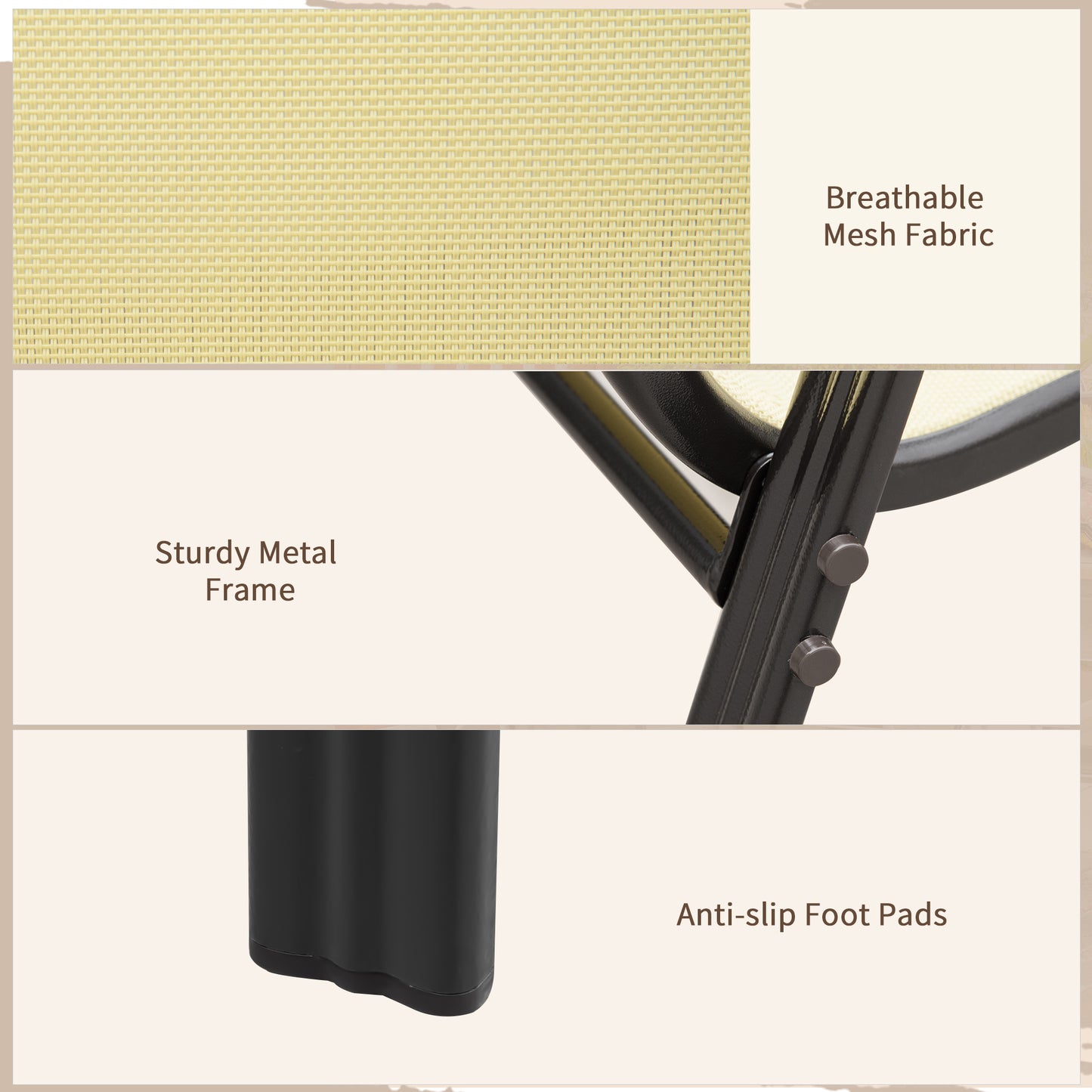 Outsunny Set of Four Stackable Mesh Seat Chairs - Beige