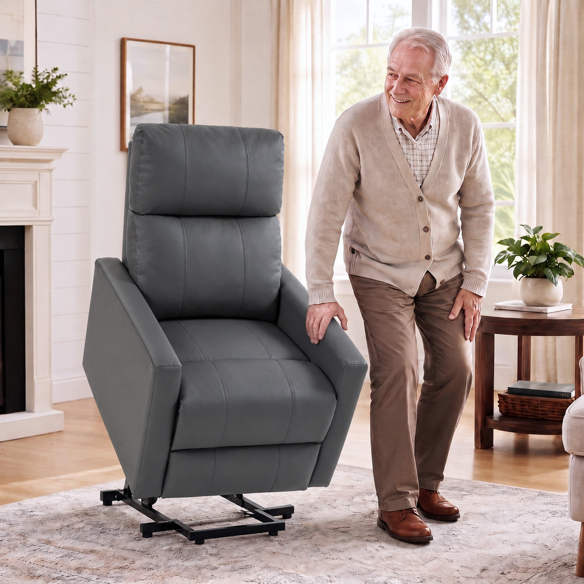 HOMCOM Riser Recliner Chair with Vibration Massage & Heat, Electric Lift Chair for Elderly, Spring Cushion, USB Port, Dark Grey