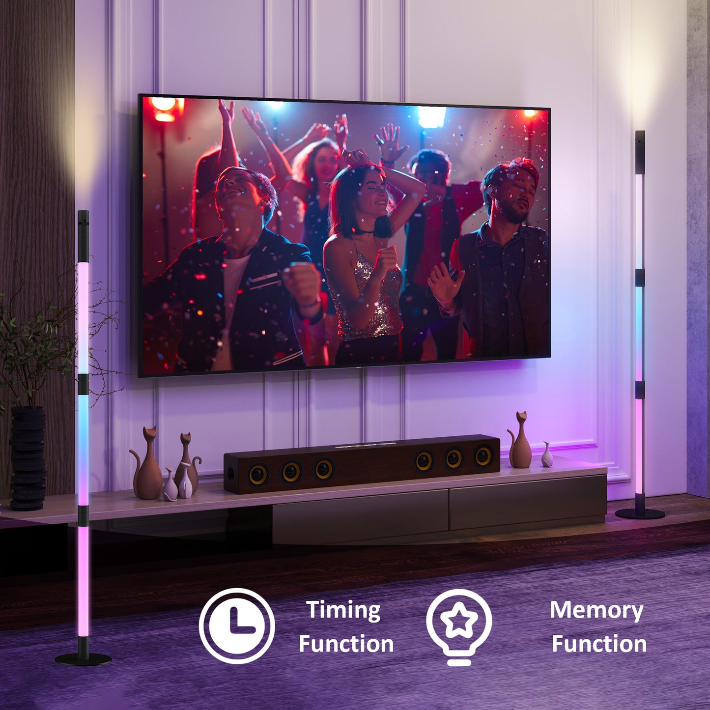 HOMCOM LED Floor Lamp with Reading Light, 360Â° RGB Detachable Corner Floor Lamp with App & Remote Control, Standing Lamp with Music Sync & Timing, for Living Room, Game Room, Dark Grey
