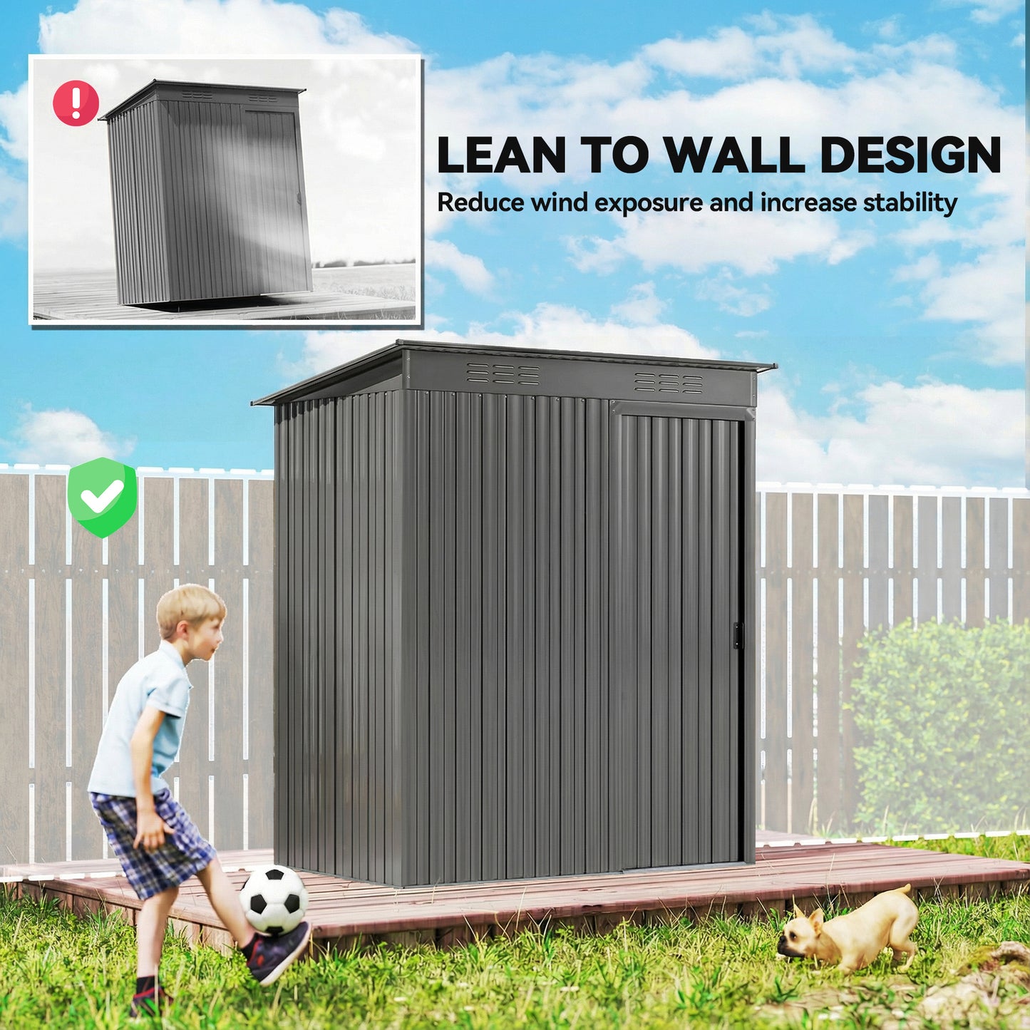Outsunny 5 x 3.5ft Metal Garden Storage Shed with Effortless Assembly and 2 Pairs of Gloves, Waterproof Outdoor Shed, Light Grey