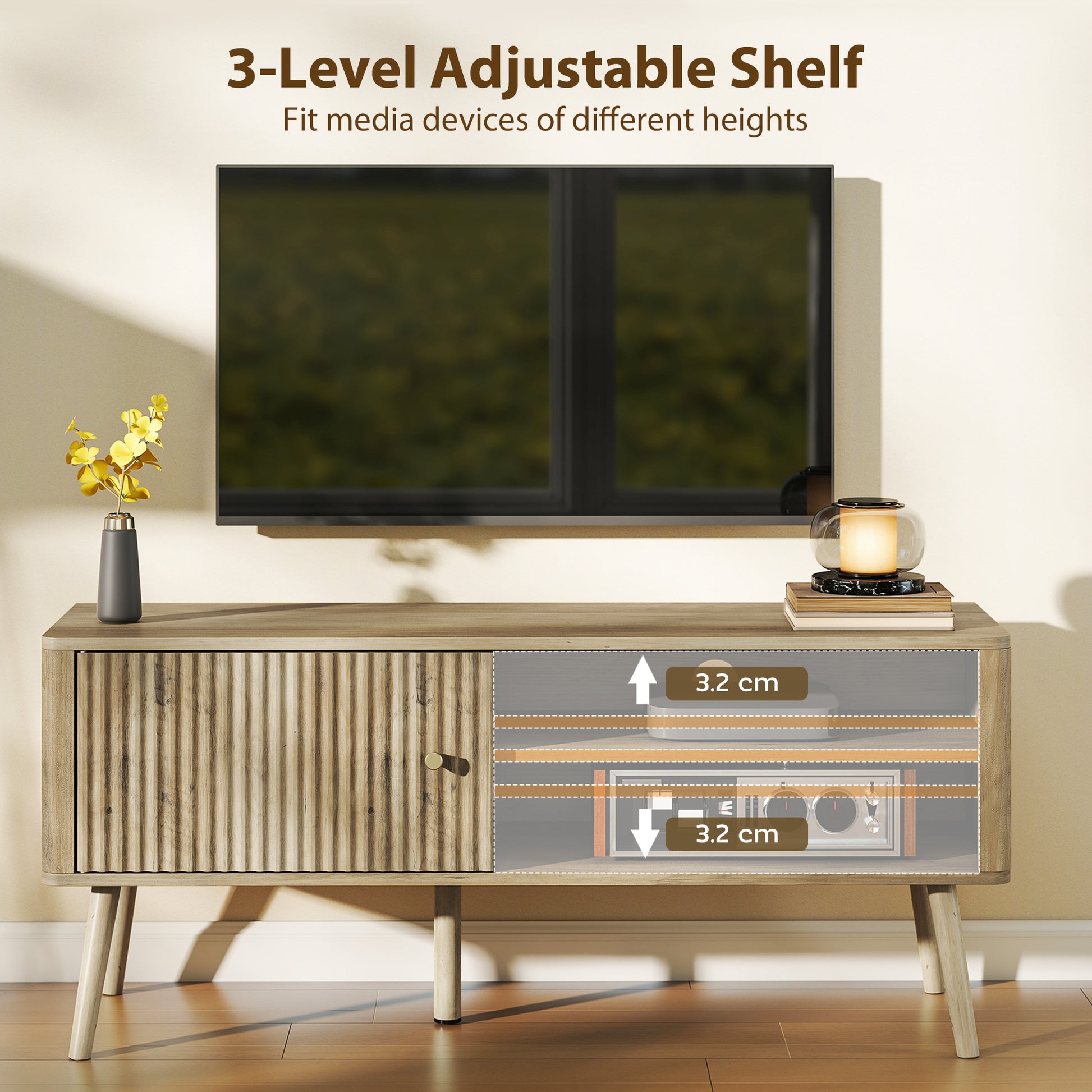 HOMCOM TV Stand Cabinet for TVs up to 55" - Oak