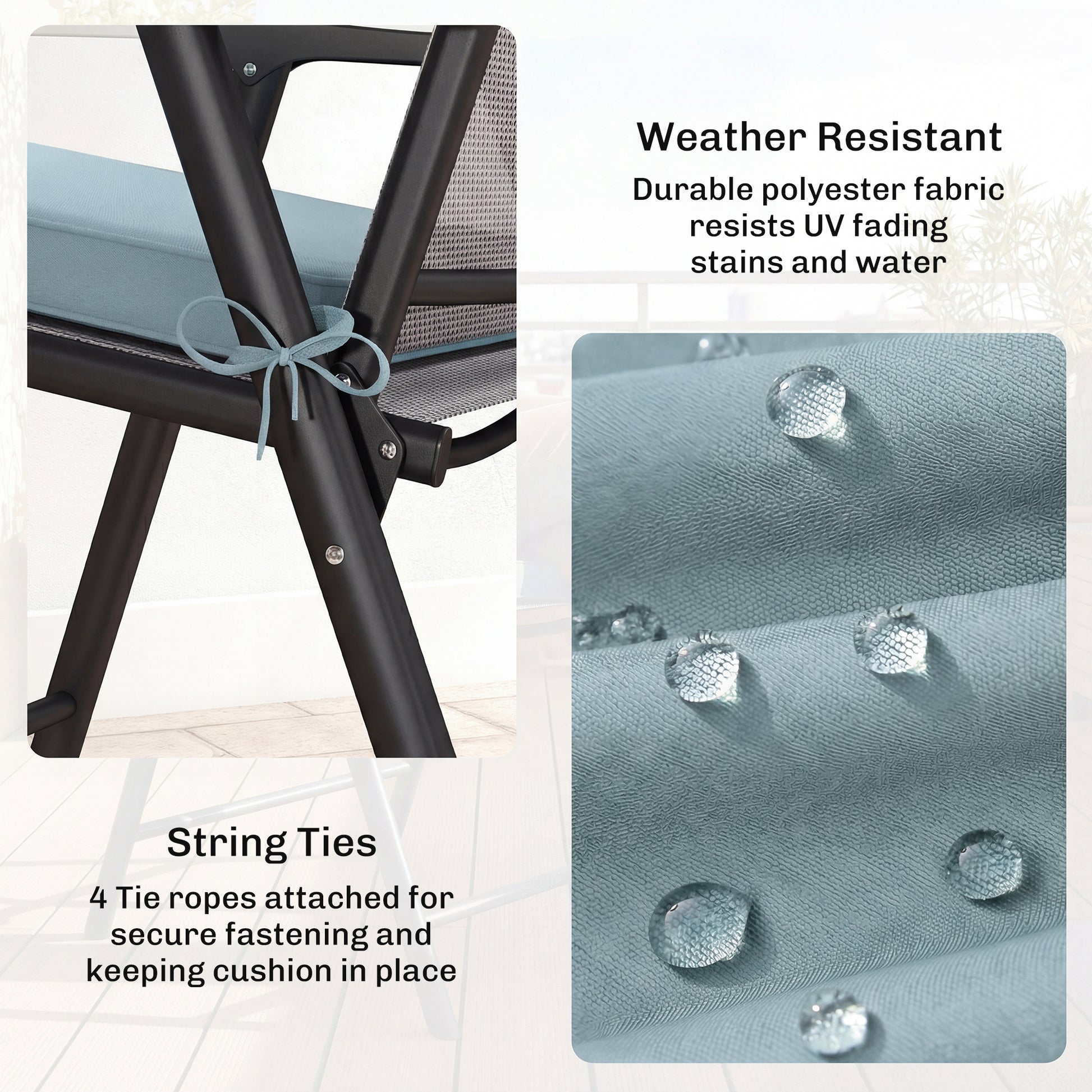 Outsunny Set of 6 Chair Cushion Seat Pads Dining Chair w/ Straps, Indoor Outdoor Removable Tie On Garden Patio, Light Grey