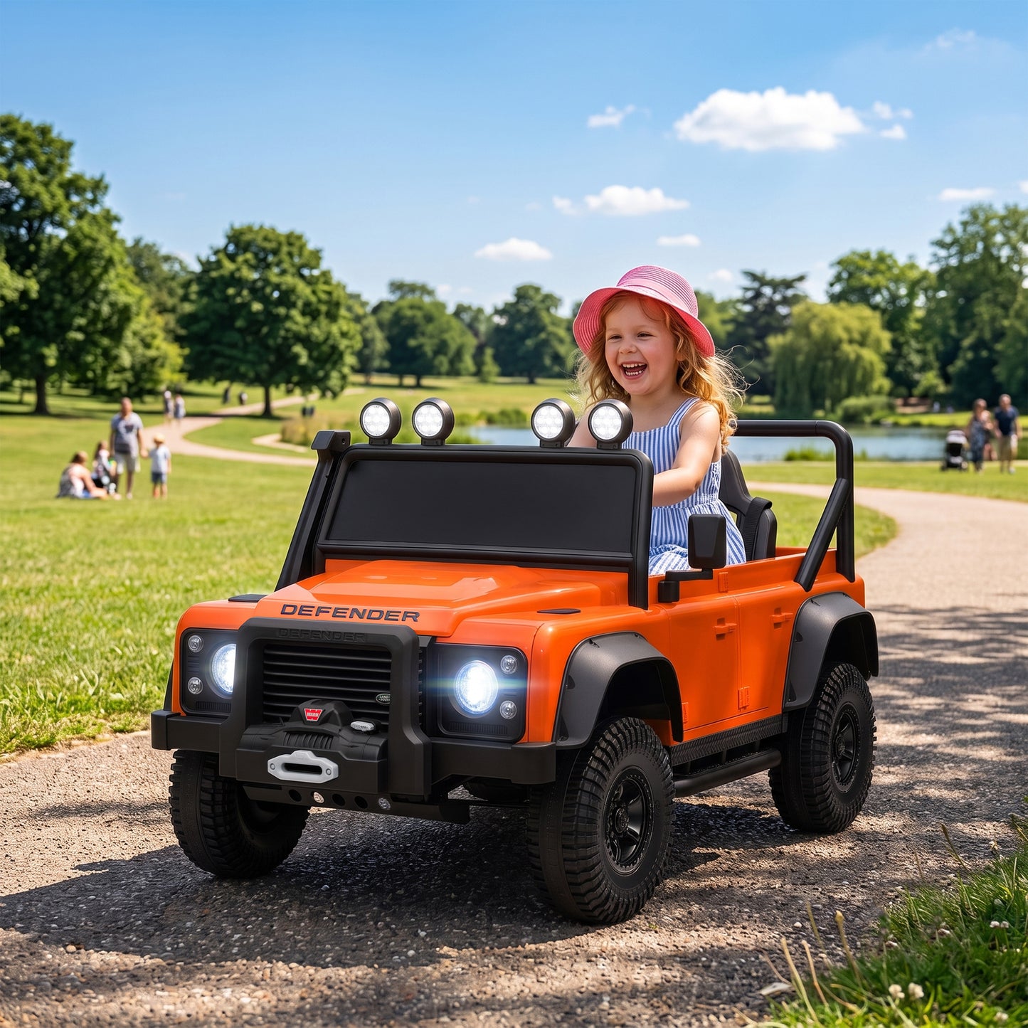 AIYAPLAY Kids Ride On Car with Remote Control, Music, Horn, 4 Spring Suspension Wheels, LED Lights for 3-5 Years Old, Orange