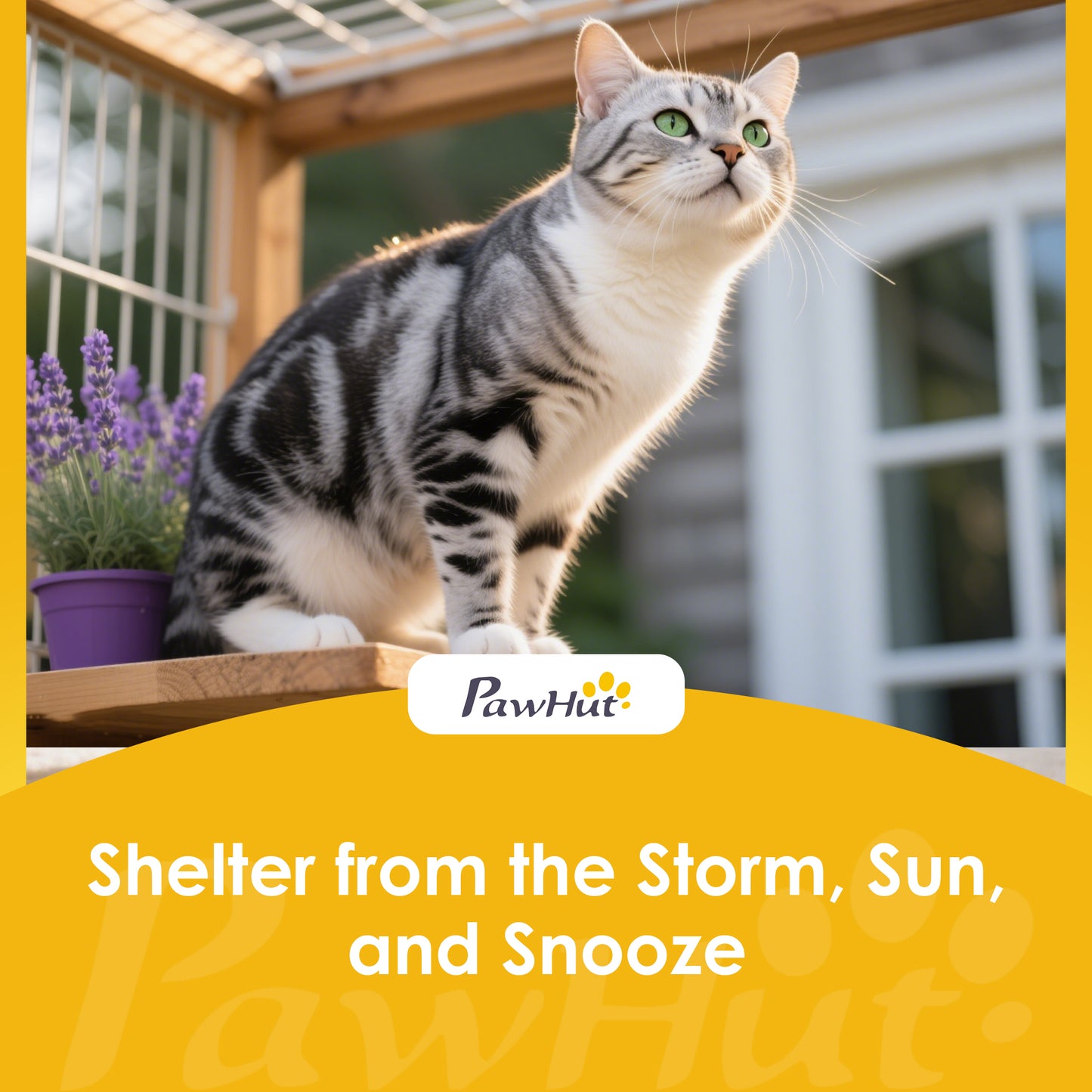 PawHut Movable Outdoor Catio with Resting Box, 3 Jumping Platforms, Waterproof Asphalt Roof for Outdoor Indoor